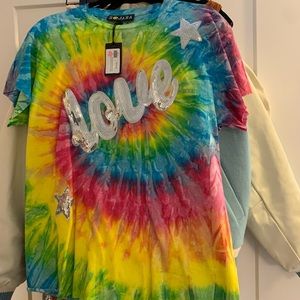 Sojara Tye Dye Sequin Embellished Shirt